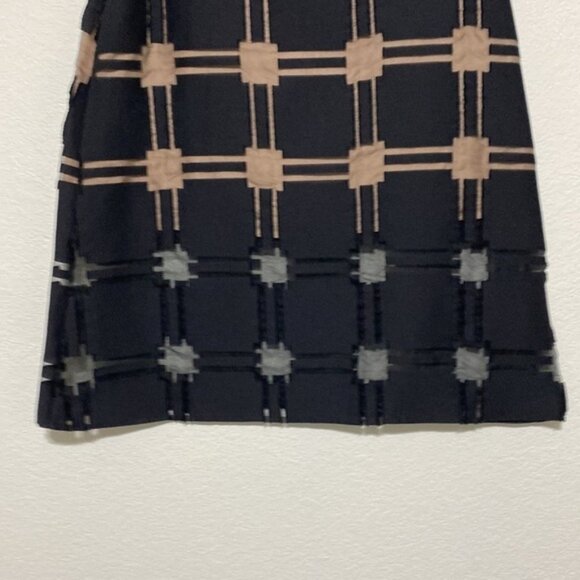 Tibi Black Tan Checkered A-Line Skirt Cotton Silk Blend Size 2 - Picture 6 of 9